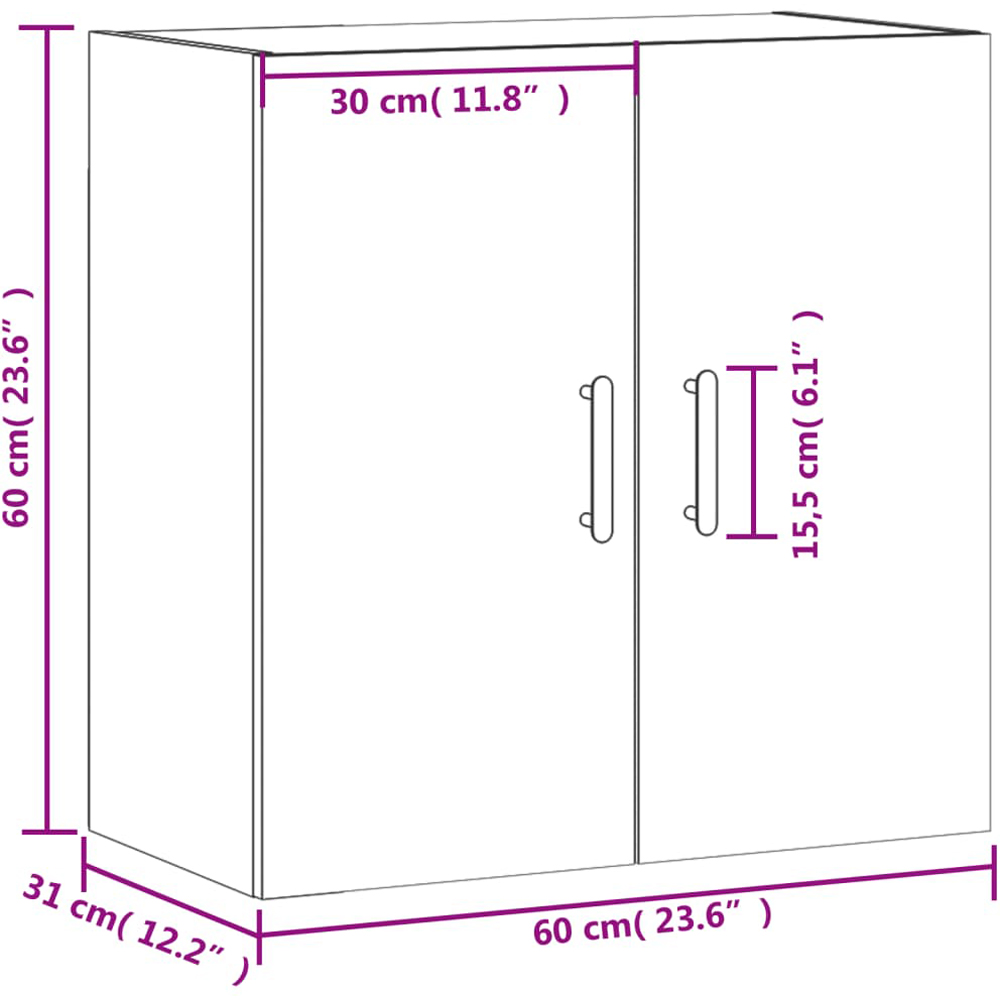 vidaXL 2 Door Grey Sonoma Oak Wall Cabinet Image 6