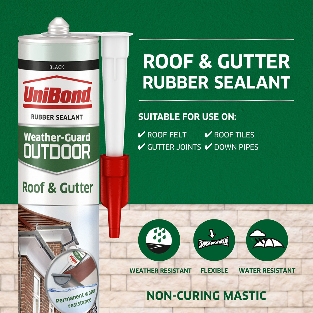 UniBond Black Roof and Gutter Outdoor Sealant Cartridge 504g Image 5