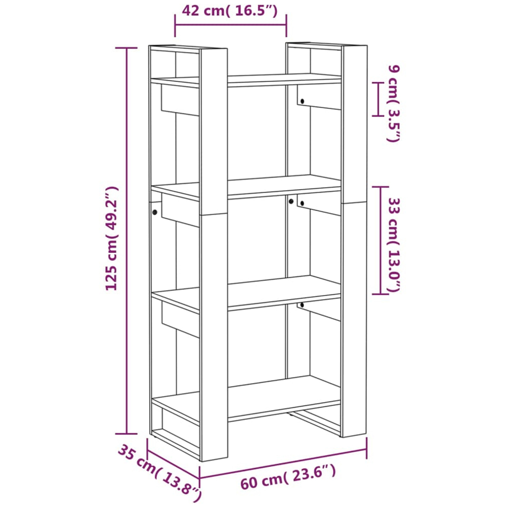 vidaXL 4 Shelf White Solid Wood Bookcase Image 9