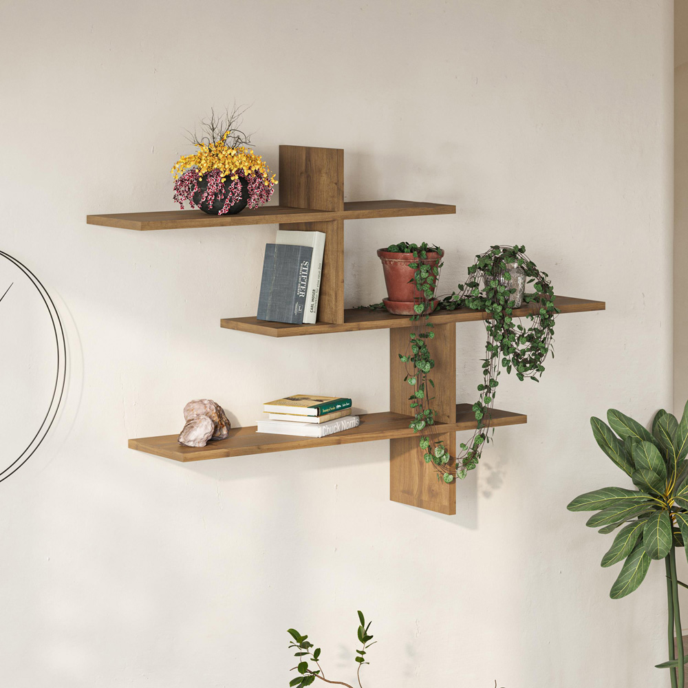 Decortie Leo Dark Oak Effect Modern Floating Shelf Image 4