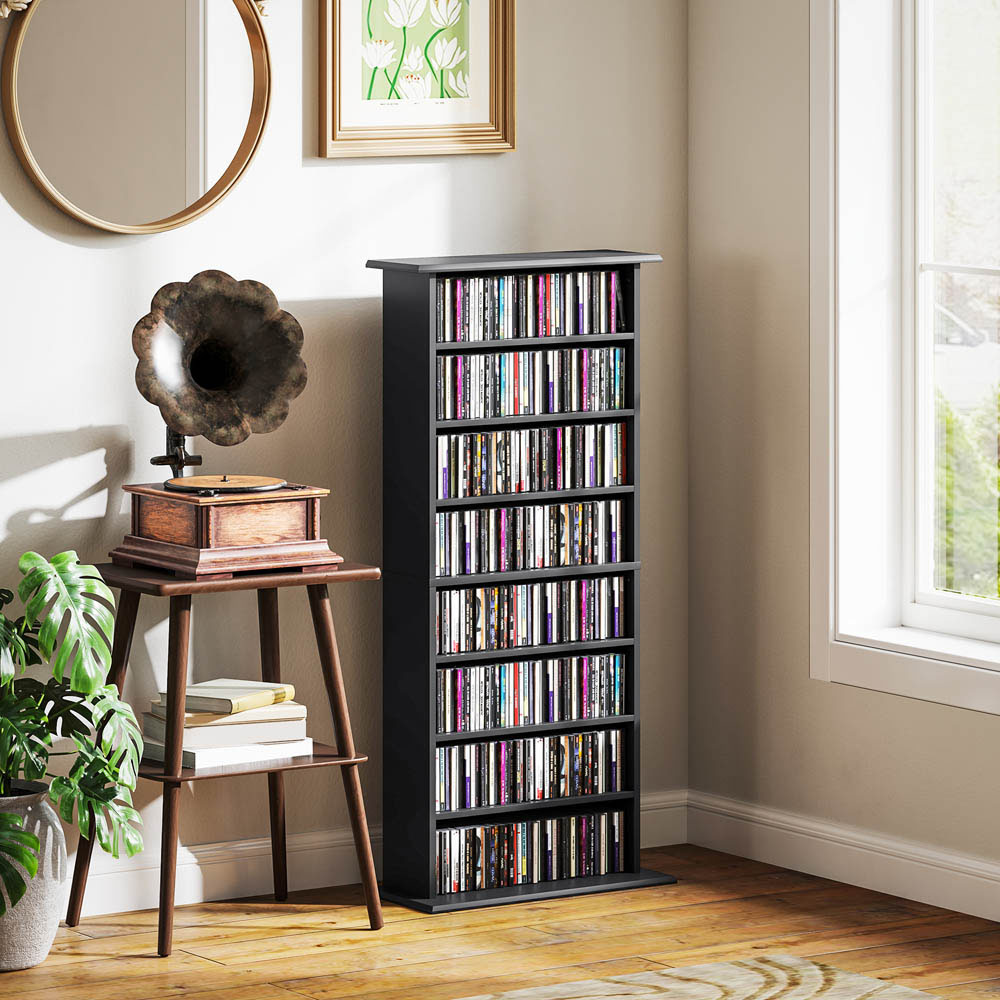 Portland 8 Shelf Black Media Storage Unit Image 3