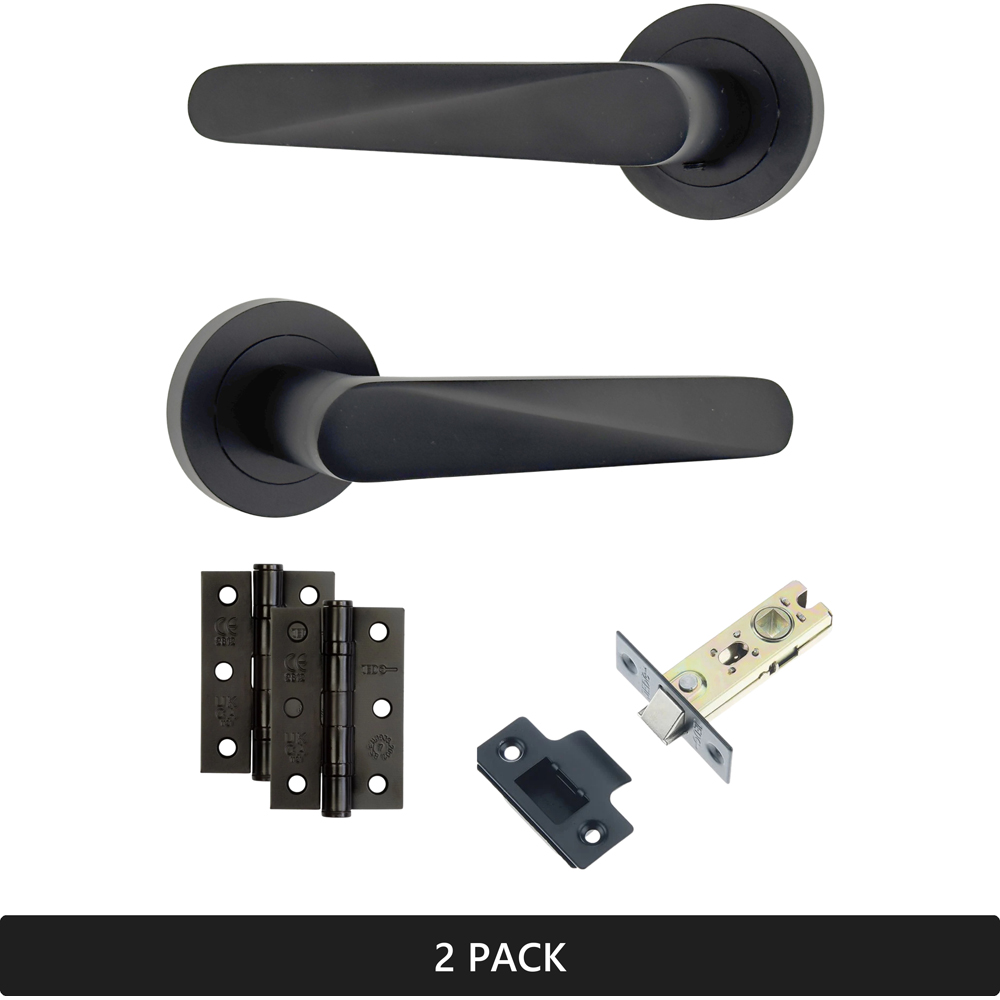 AXS Hardware Detroit Black Latch Door Handles on Rose 2 Pack Image 7