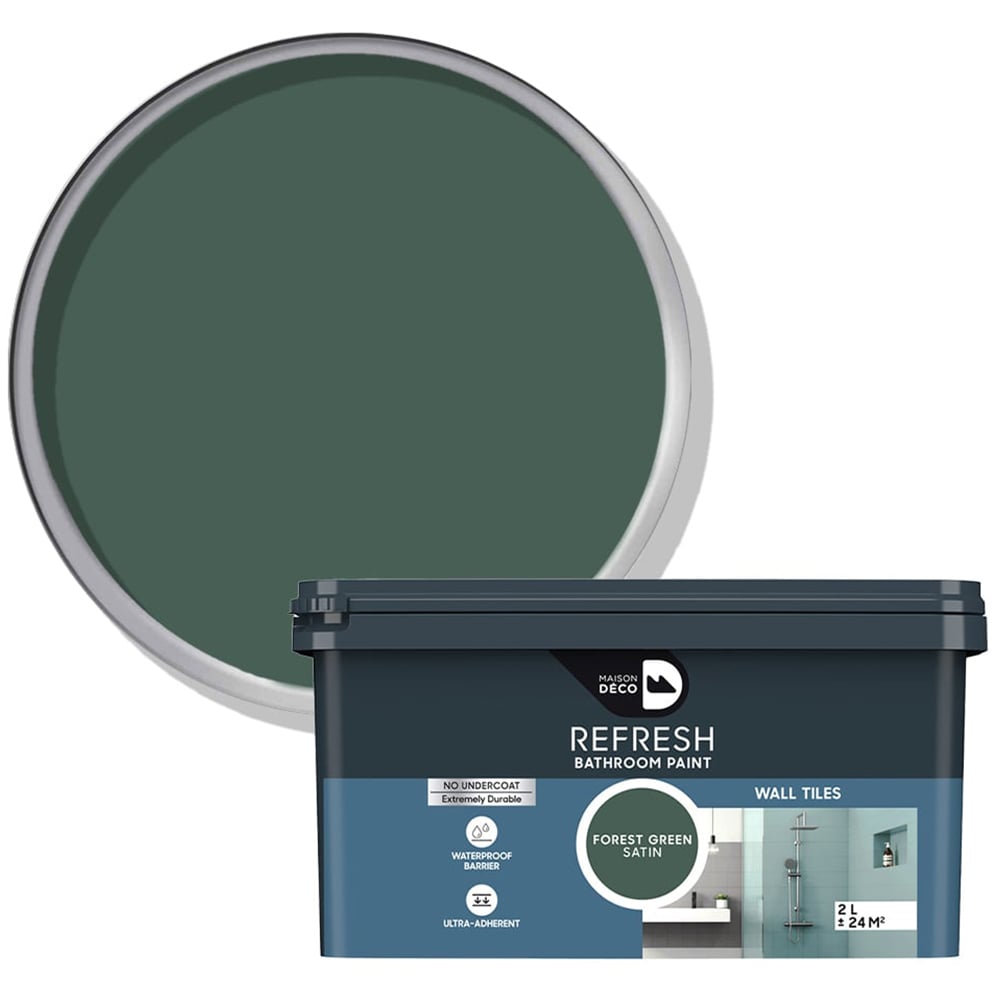 Maison Deco Refresh Bathroom Forest Green Satin Paint 2L Image 1