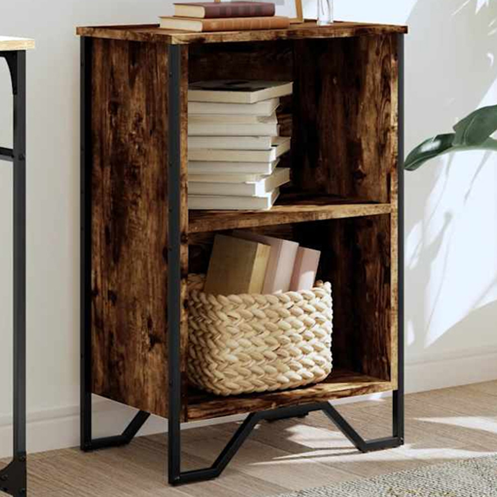 vidaXL 2 Shelf Smoked Oak Bookcase Image 1