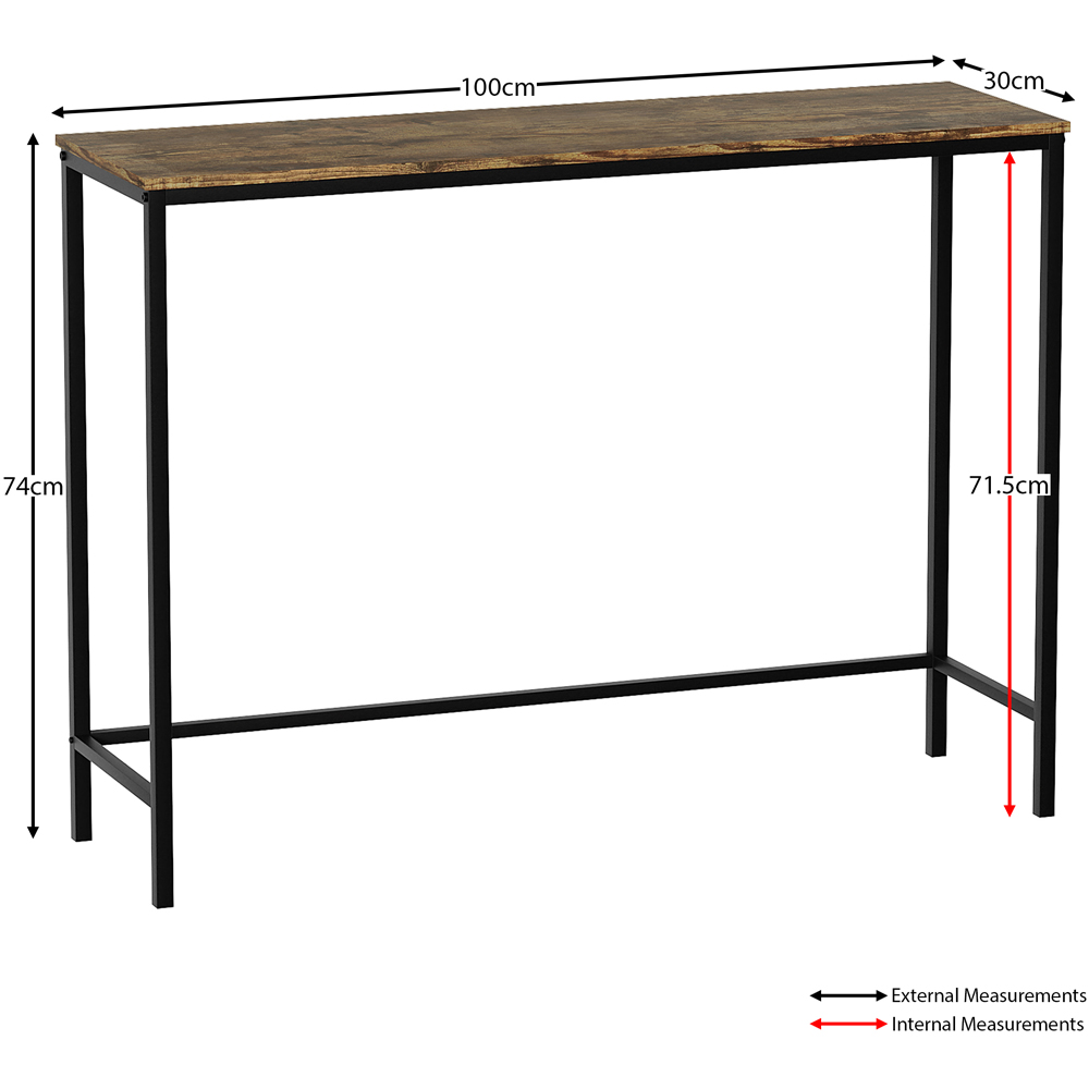 Vida Designs Brooklyn Dark Wood Industrial Console Table Image 7