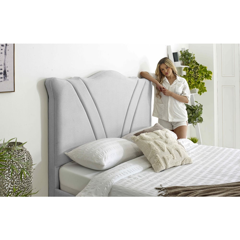 Eleganza Amaya King Size Silver Arlington Fabric Bed Frame with Curved Headboard Image 2