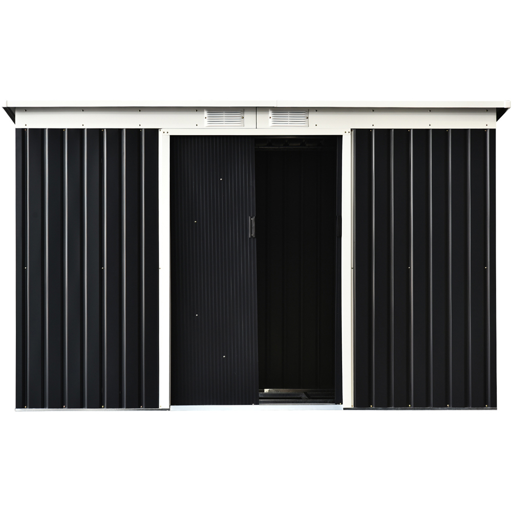 Outsunny 9 x 4ft Double Sliding Door Corrugated Garden Storage Shed Image 3