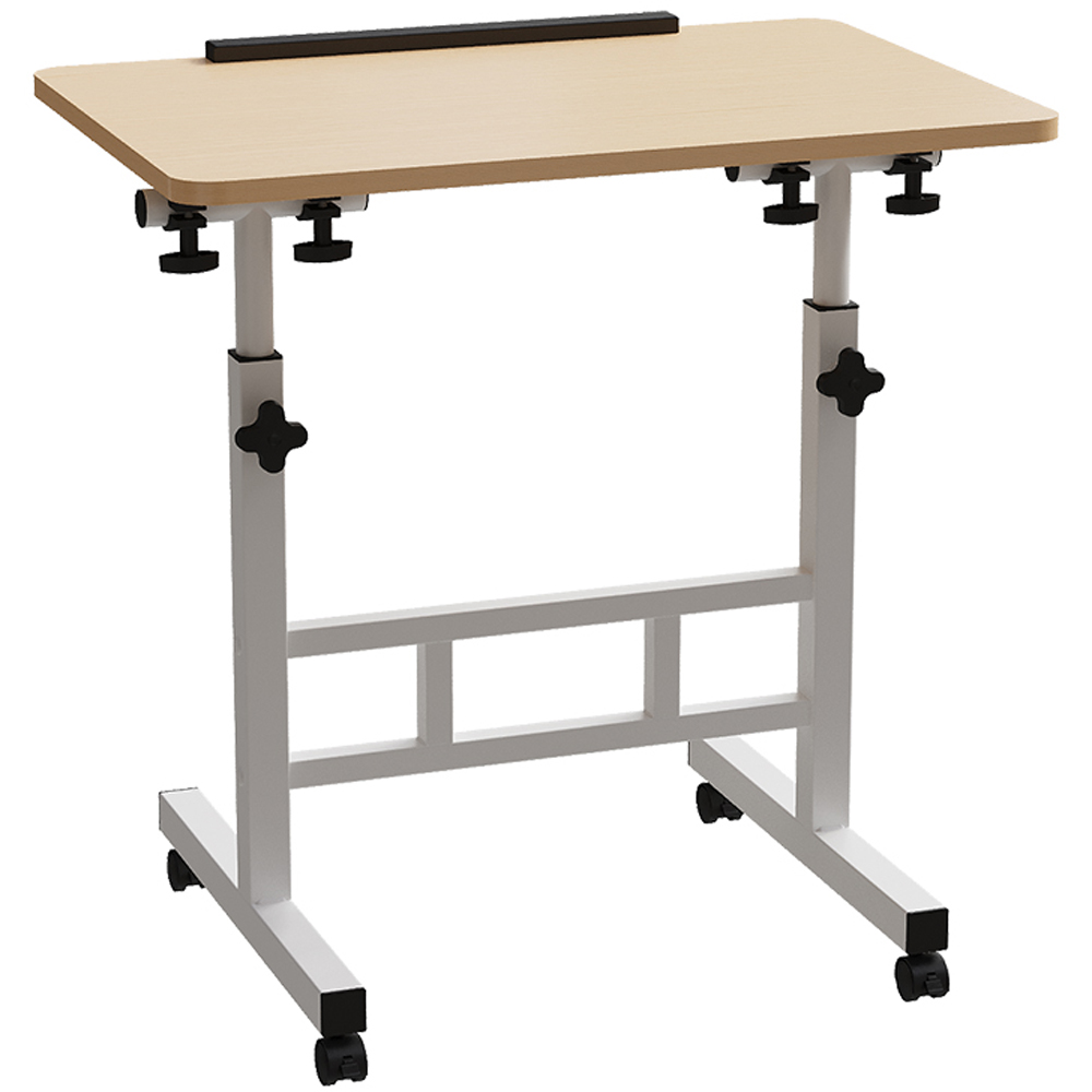 Living and Home Height Adjustable Mobile Laptop Desk White Maple Image 2