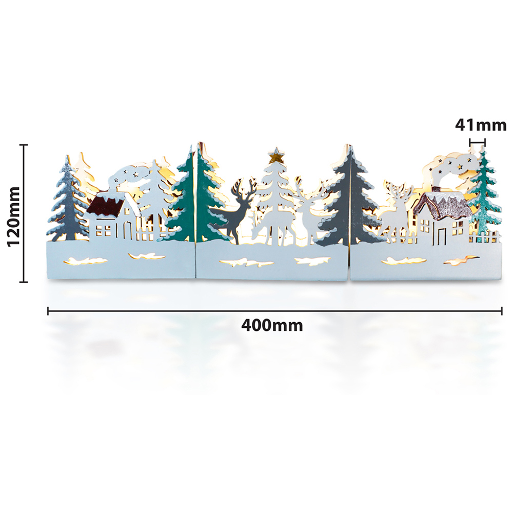 Xmas Haus Festive Light Up LED White Wooded Village Scene Decoration Image 3