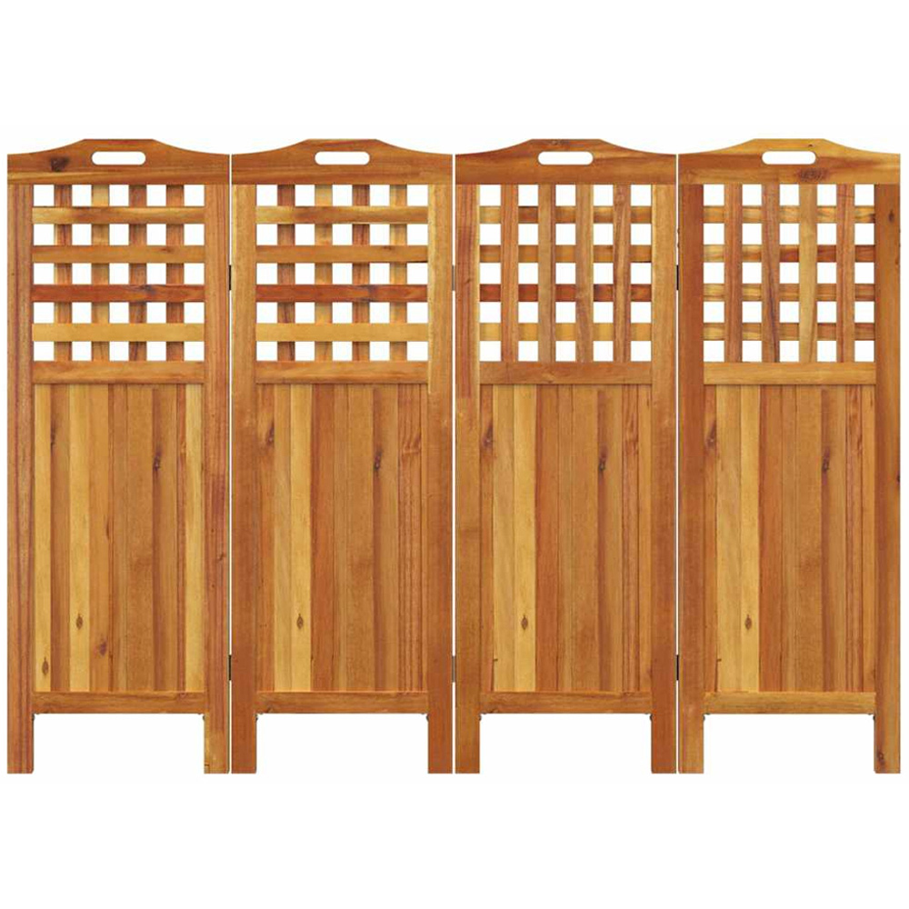 vidaXL 4 Panel Brown Acacia Wood Room Divider 115 x 2 x 162cm Image 5