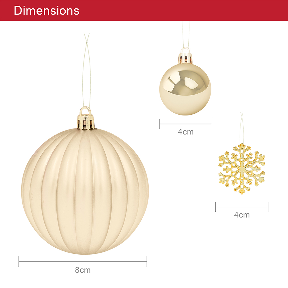 The Christmas Workshop Champagne Shatterproof Bauble 50 Pack Image 9