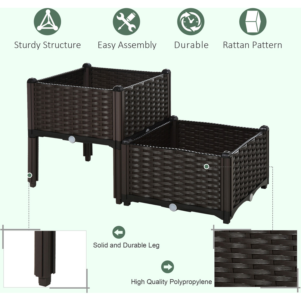 Outsunny Brown Raised Garden Bed Planter 2 Pack Image 5