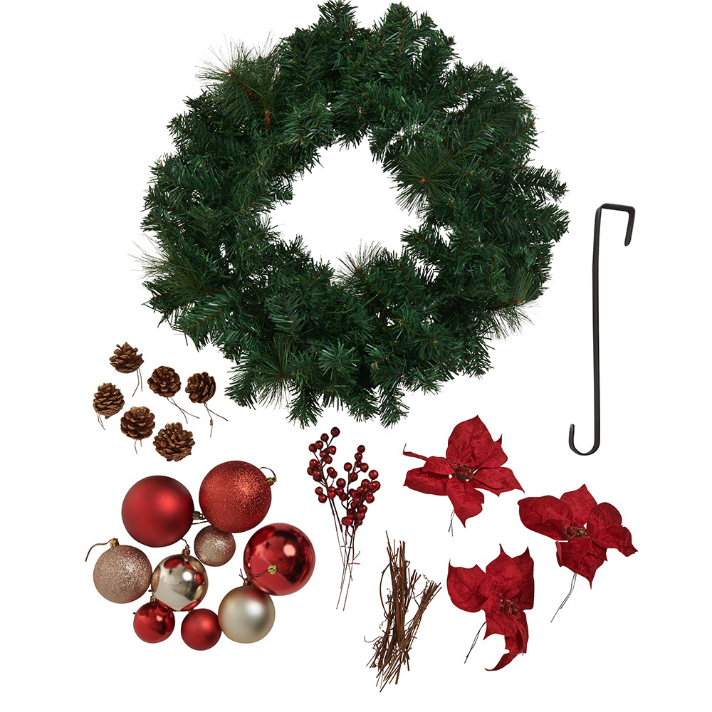 Wilko Merry Make Your Own Wreath Pack Red Image 1