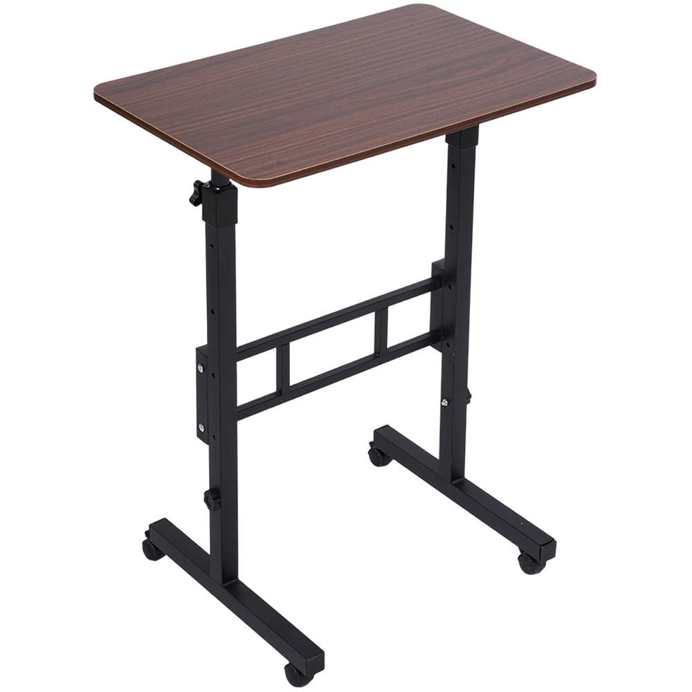 Living and Home Black and Walnut Height Adjustable Laptop Desk with Wheels Image 2