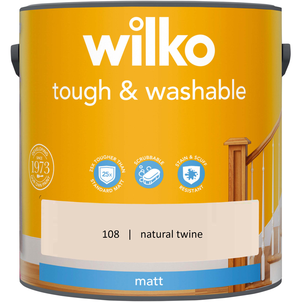 Wilko Tough & Washable Natural Twine Matt Emulsion Paint 2.5L Image 2