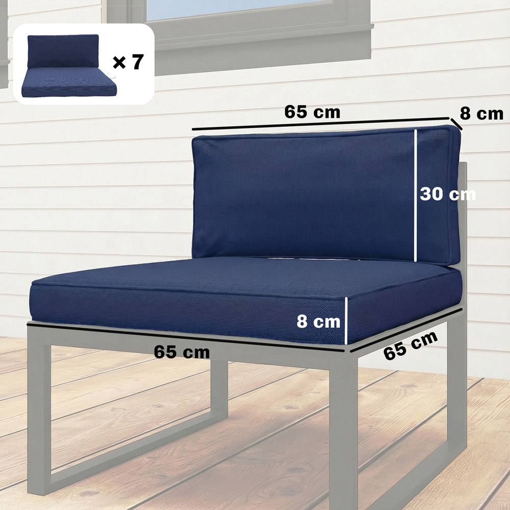 Outsunny 14 Piece Blue Garden Furniture Replacement Cushion Set Image 9
