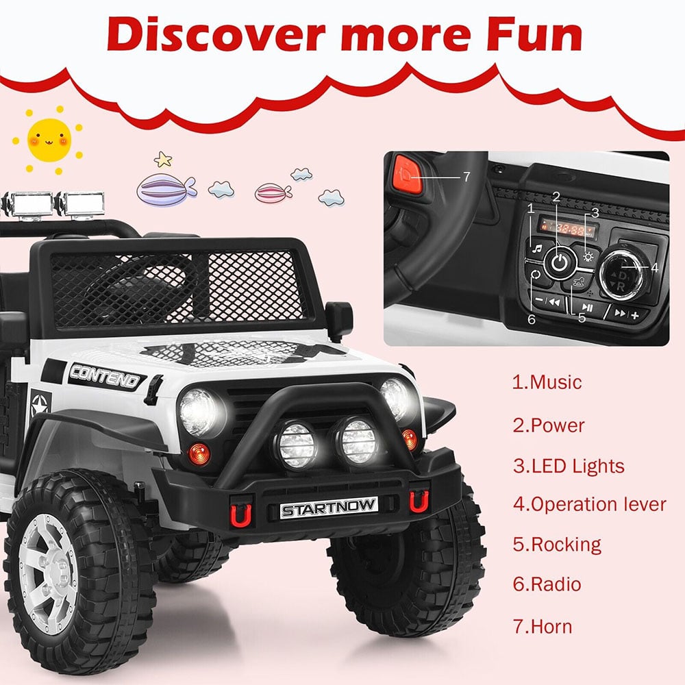 Costway White 2 Seater Kids Ride on Truck with Remote Control Image 6