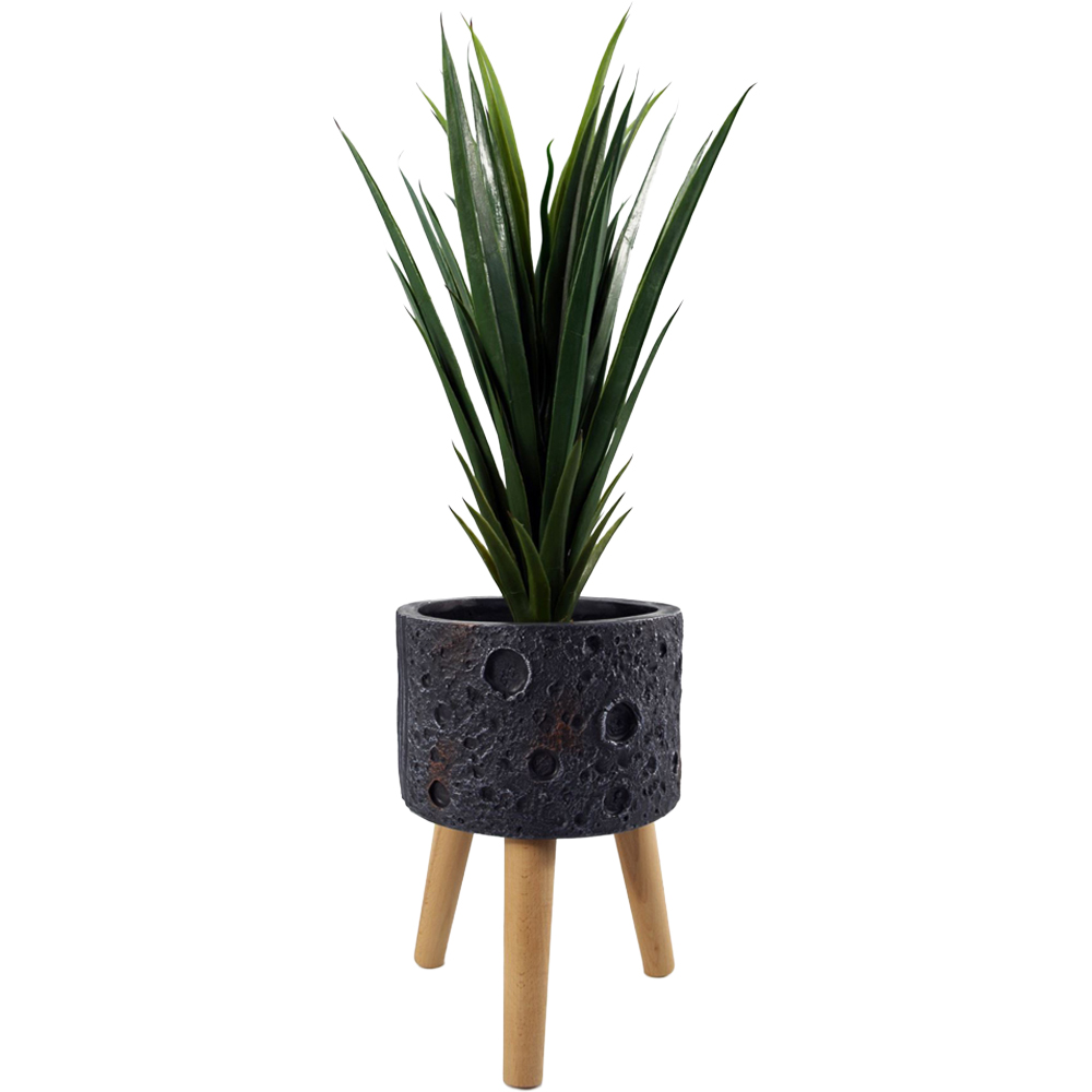 Leaf Lunar Black Fibreglass Composite Indoor Planter with Legs 35 x 24cm Image 1