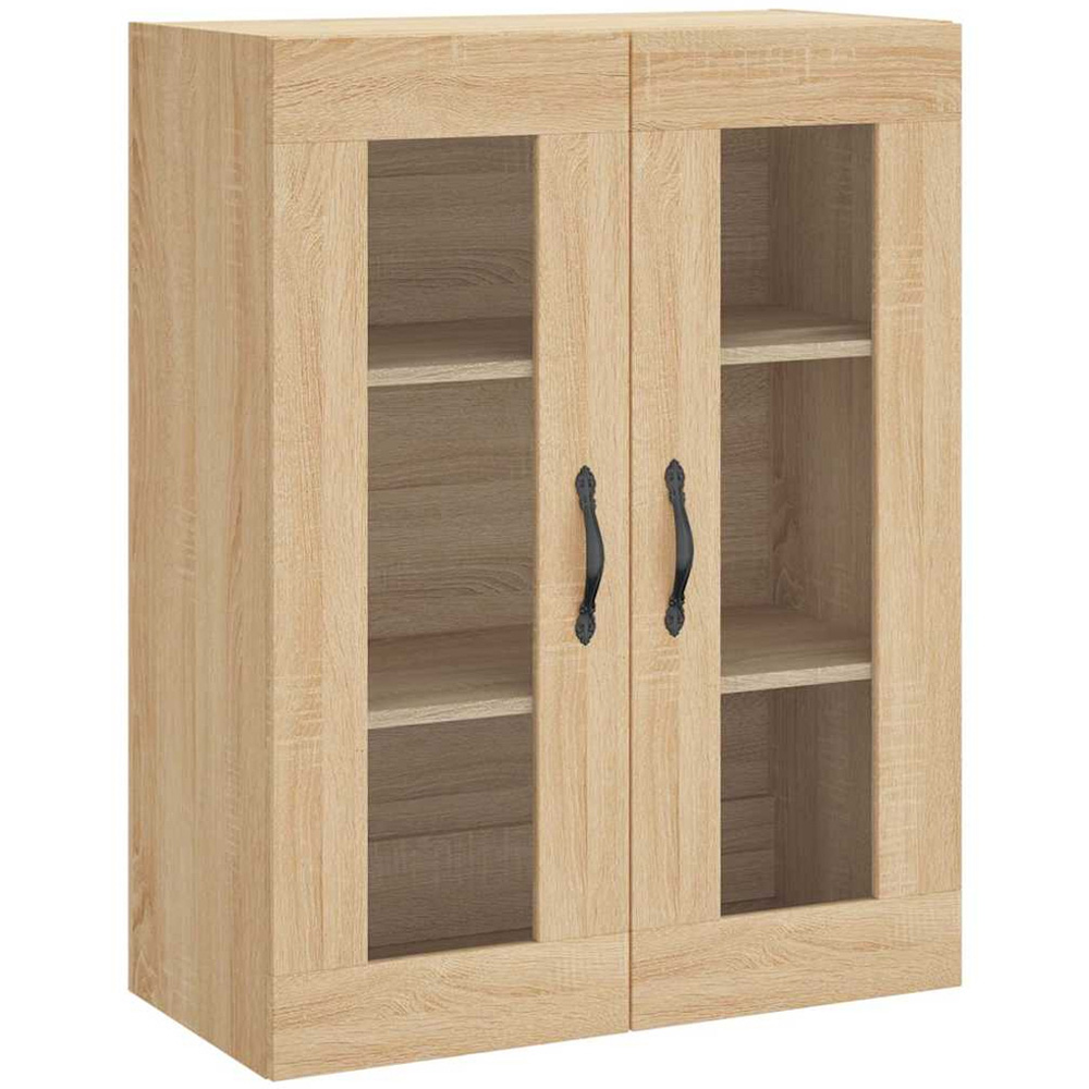 vidaXL 2 Glass Door Sonoma Oak Wall Mounted Cabinet Image 2