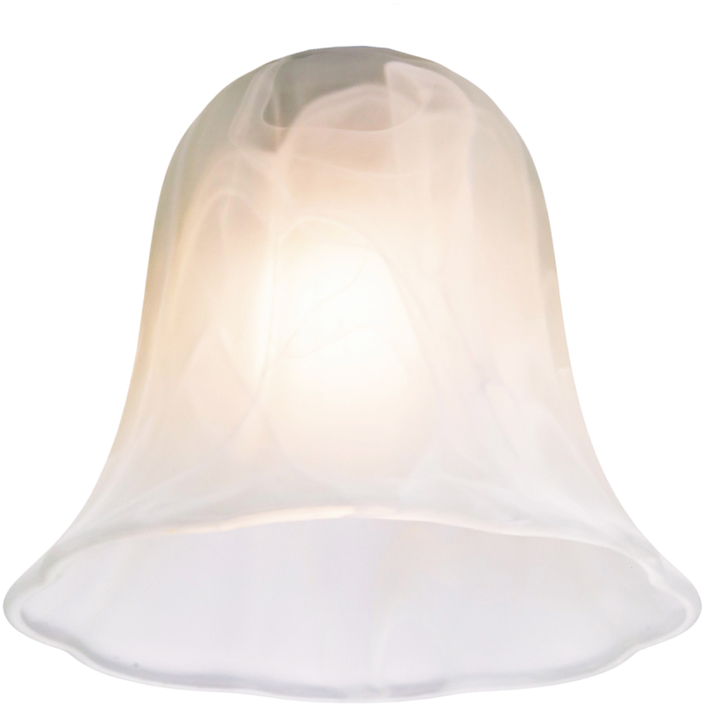 Happy Homewares White Alabaster Glass Shade with Subtle Petal Rimmed Trim 2 Pack Image 4