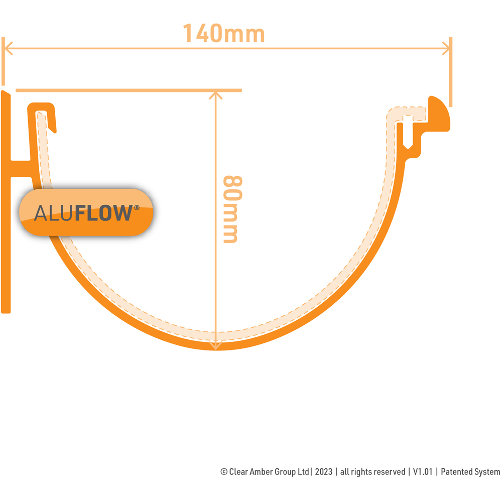 Clear Amber Aluflow Black Deep Aluminium Gutter 3m Image 4