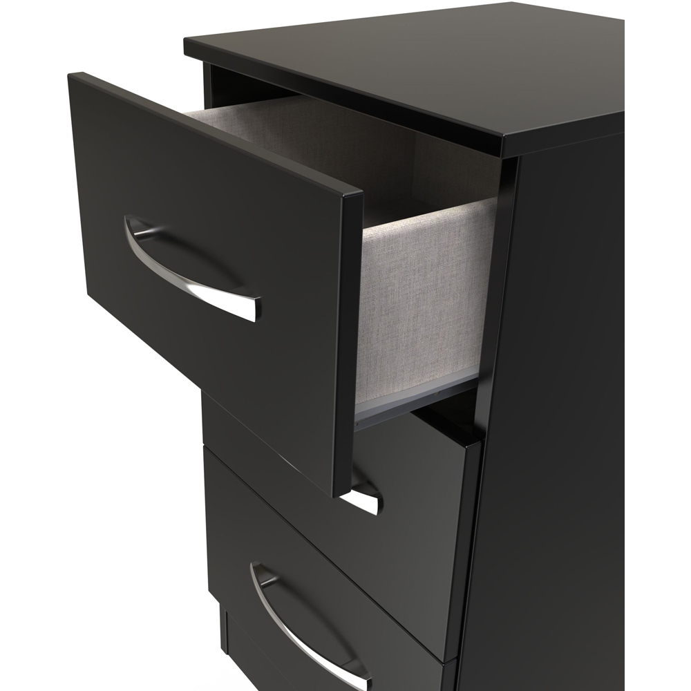 Crowndale Avon 3 Drawer Black Matt Bedside Cabinet Ready Assembled Image 6