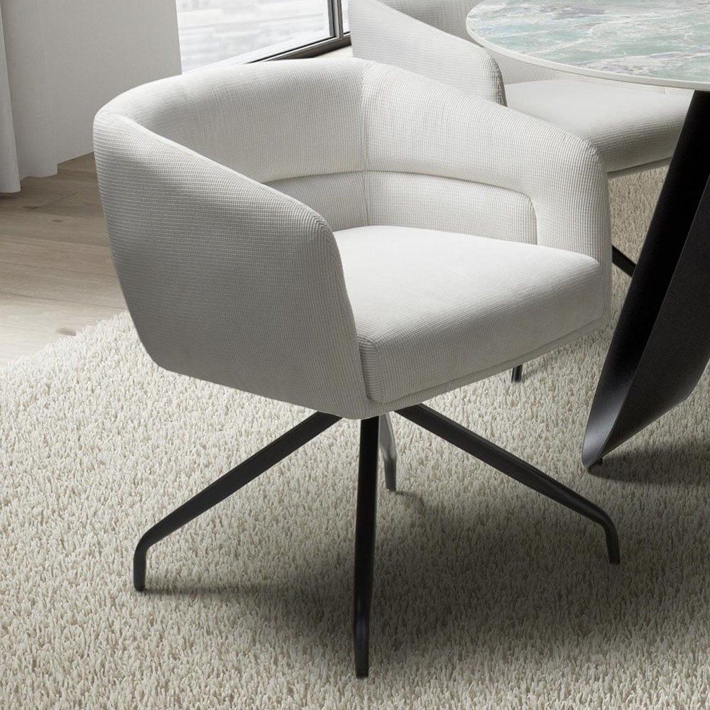 Artemis Set of 2 Corduroy White Swivel Chair Image 1