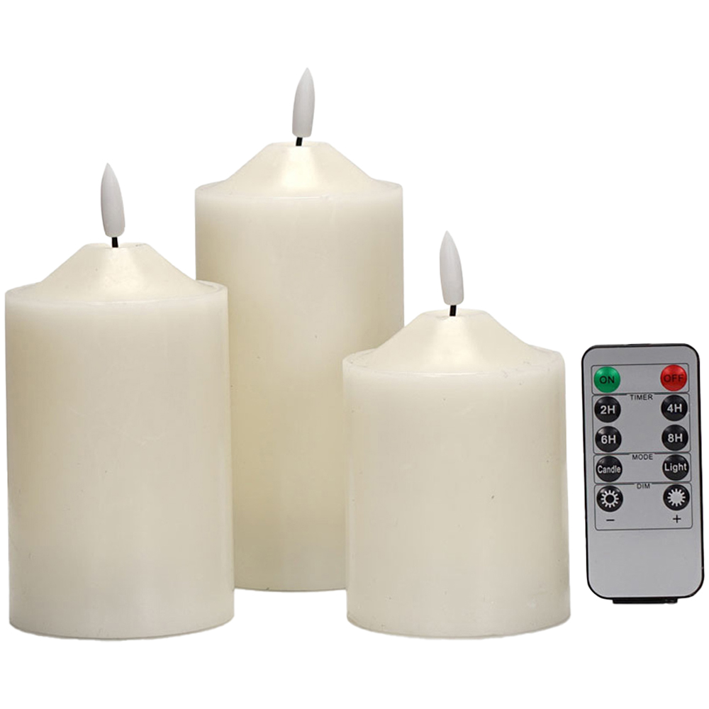 ValueLights Flickering LED Candles with Remote Control 3 Pack Image 1