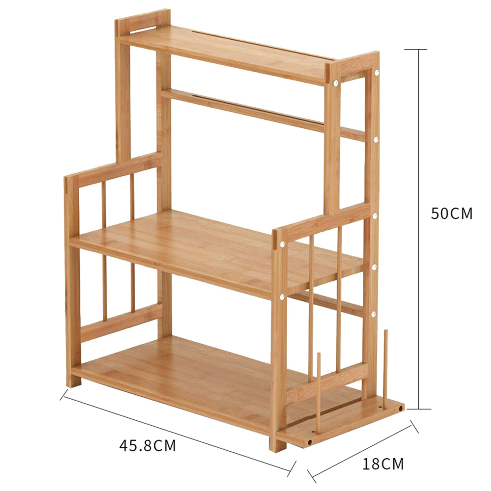 Living And Home WH1053 Natural Bamboo Multi-Tier Freestanding Spice Rack Bamboo Image 7
