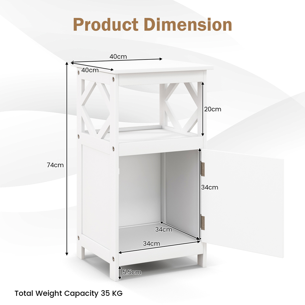 Costway Single Door Single Shelf White Bathroom Floor Cabinet Image 9