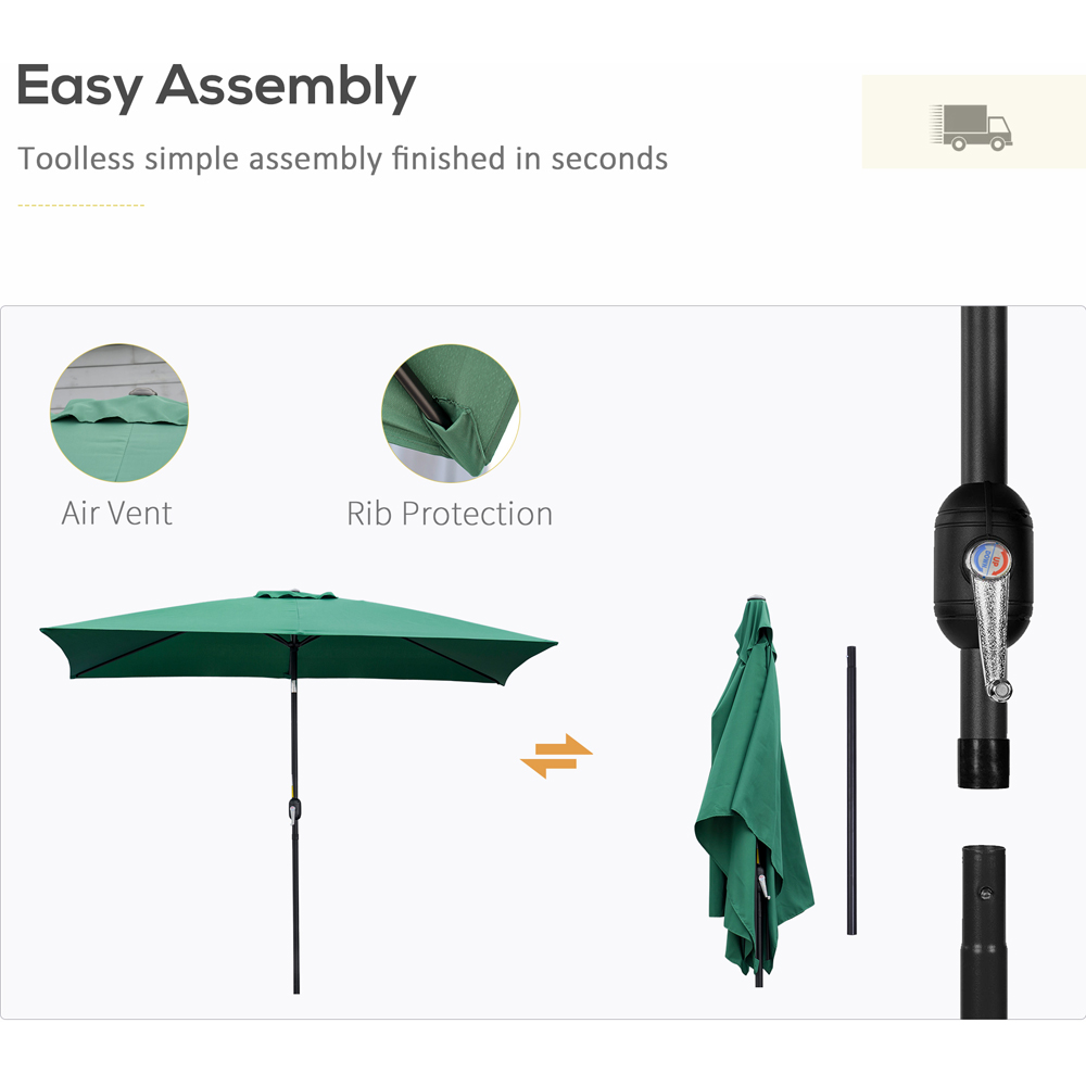 Outsunny Green Crank and Tilt Parasol 3 x 2m Image 6