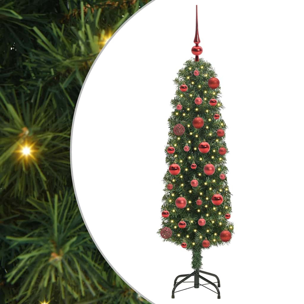 vidaXL Green Artificial Christmas Tree with Pinecones LEDs Red Decoration Ornaments 4ft Image 2