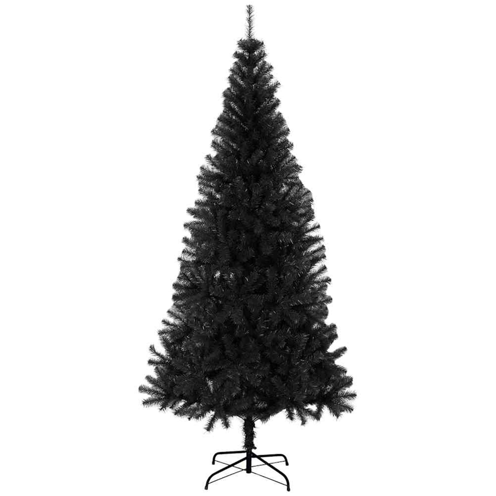 vidaXL Pre-Lit Black Baubles Black Artificial Christmas Tree 7ft Image 5