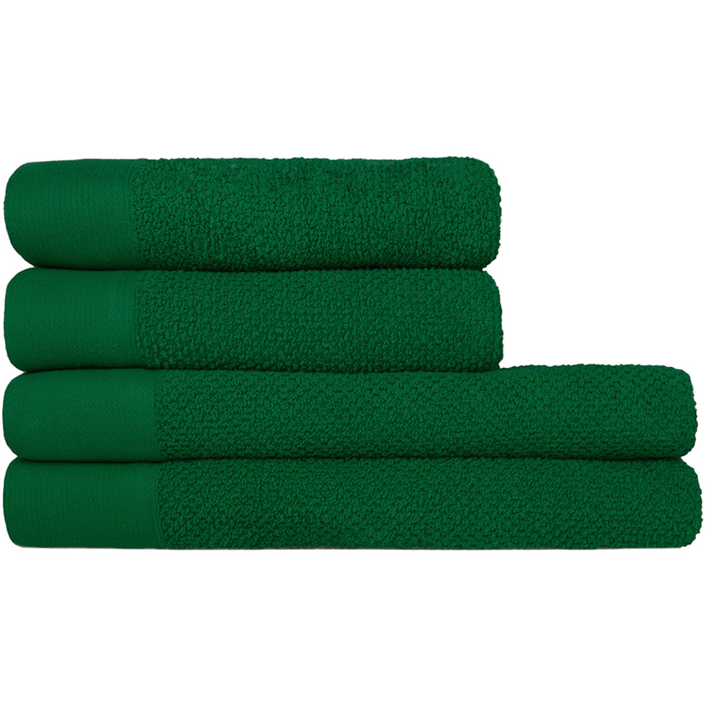 furn. Textured Cotton Dark Green Hand and Bath Towels Set of 4 Image 1