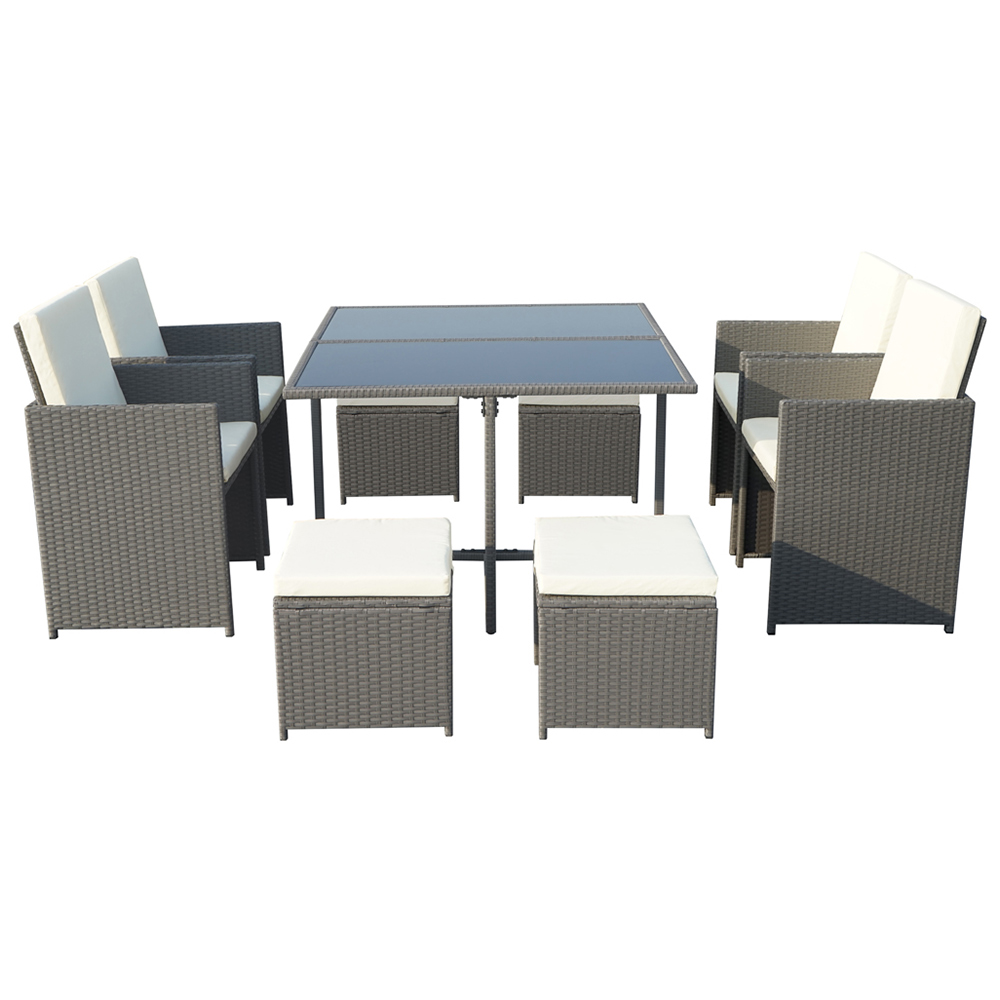 Royalcraft Cannes 8 Seater Cube Lounge Dining Set Grey Image 2