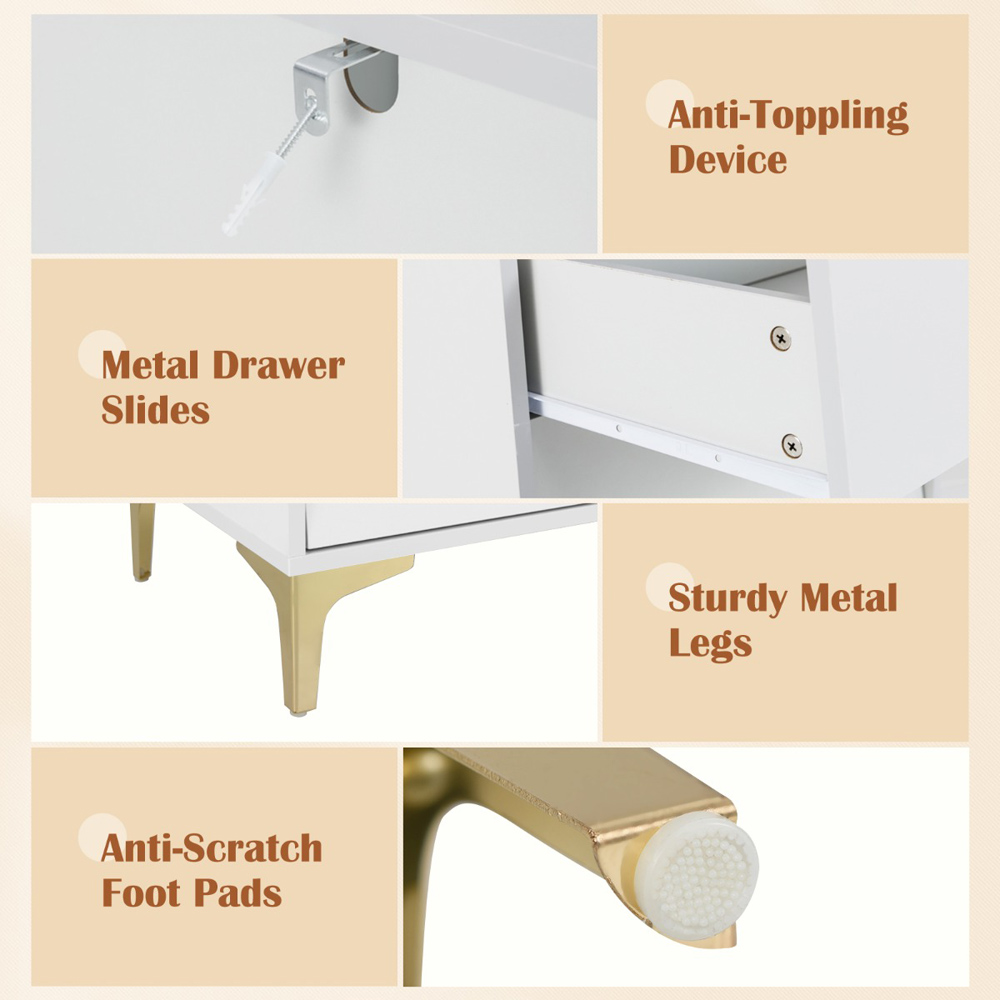 Costway 4 Drawer Single Door 3/4 Drawer Dresser Cabinet Image 4