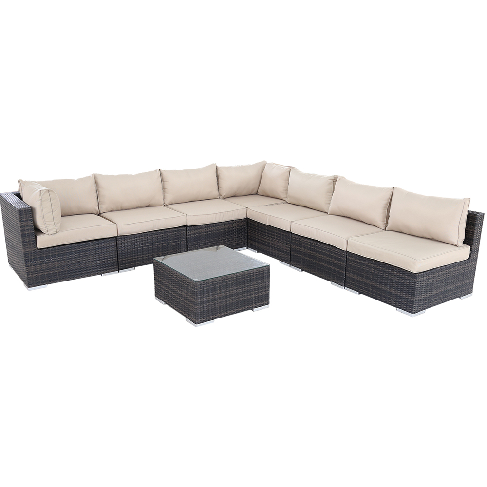 Furniture One 8 Seater Brown Rattan Garden Sofa Set Image 6