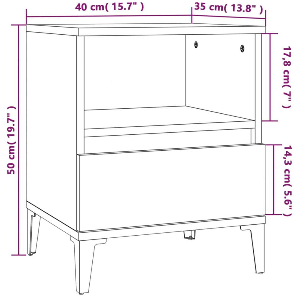 vidaXL Single Drawer Single Shelf Sonoma Oak Wooden Bedside Cabinet Image 9
