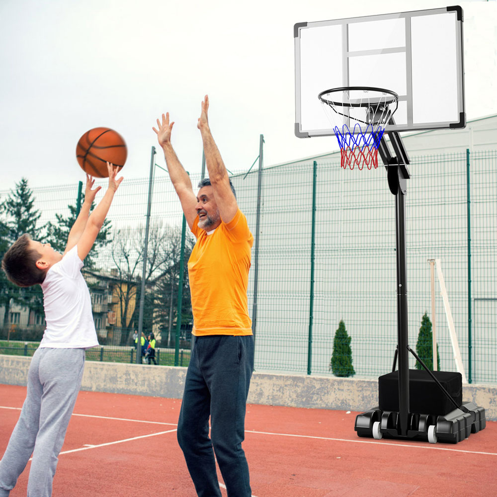 Costway Height Adjustable Basketball Hoop with Shatterproof Backboard Image 2