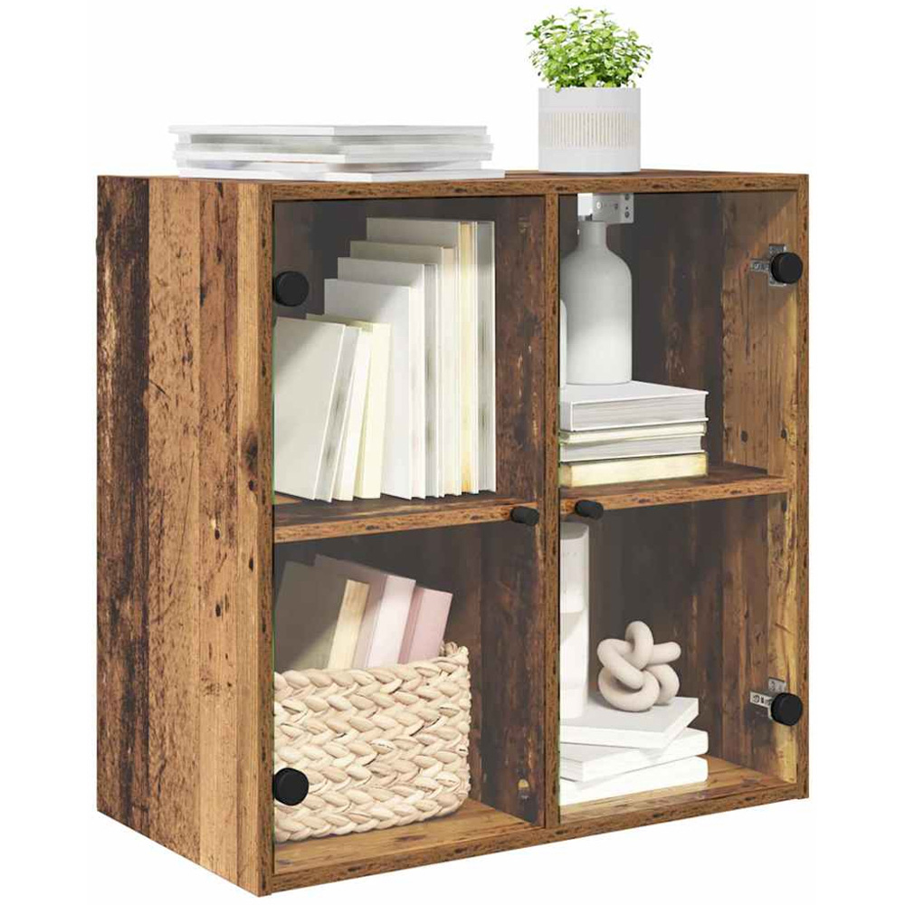 vidaXL 2 Glass Door Old Wood Wall Cabinet Image 3