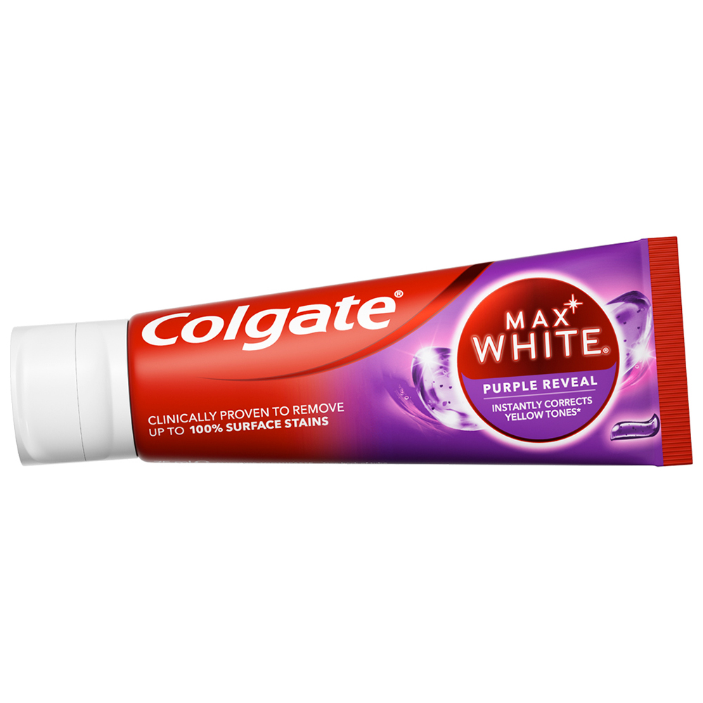Colgate Max White Purple Reveal Instant Teeth Whitening Toothpaste 75ml Image 2