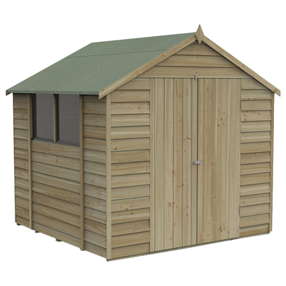 Forest Garden 7 x 7ft Double Door Apex Garden Shed Double Door Wooden Garden Shed Image