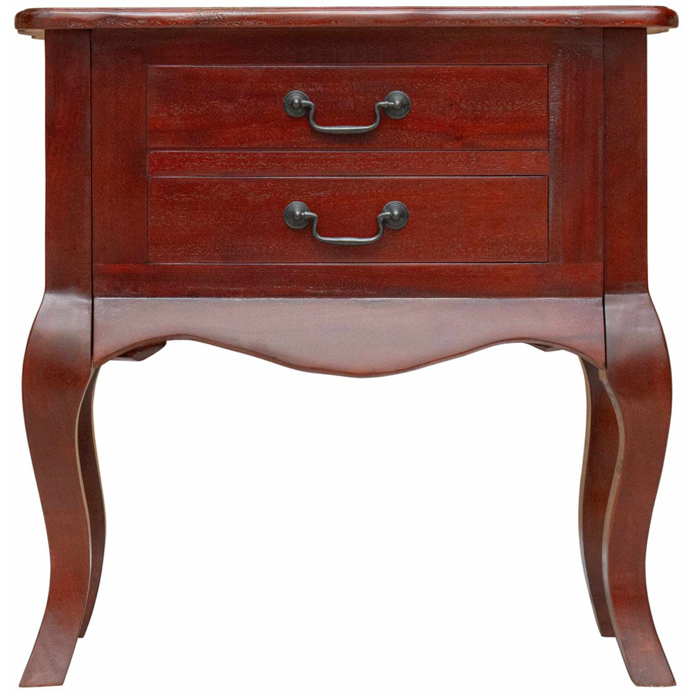 vidaXL 2 Drawer Dark Brown Solid Mahogany Wood Side Table Image 5