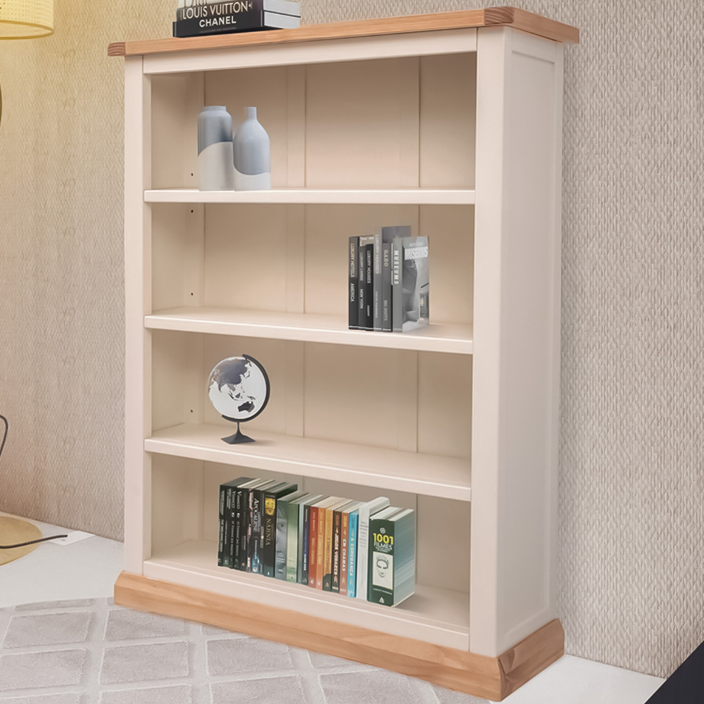 Trevi 4 Shelf Off White Wide Bookcase Image 1