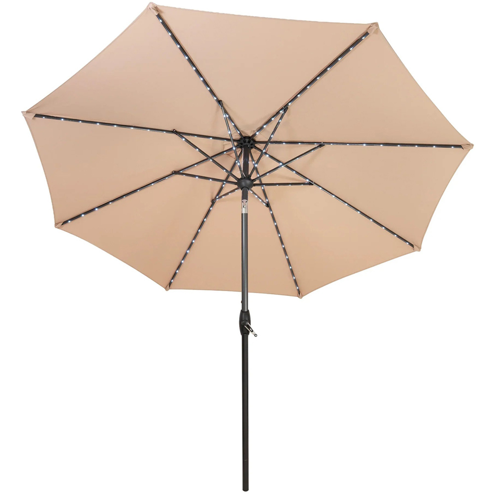 MonsterShop Beige LED Crank and Tilt Parasol 2.7m Image 1