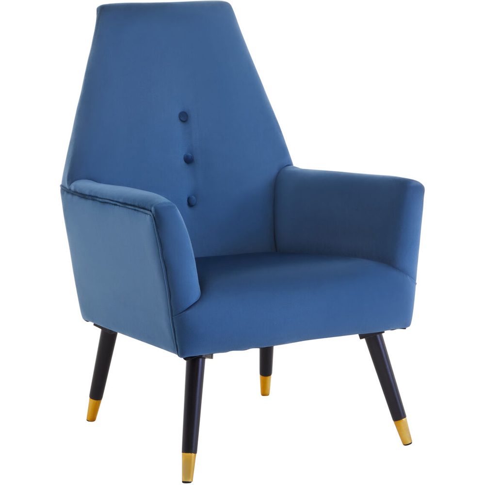 Premier Housewares Loretta Midnight Blue Velvet Button Tufted Accent Chair Image 2