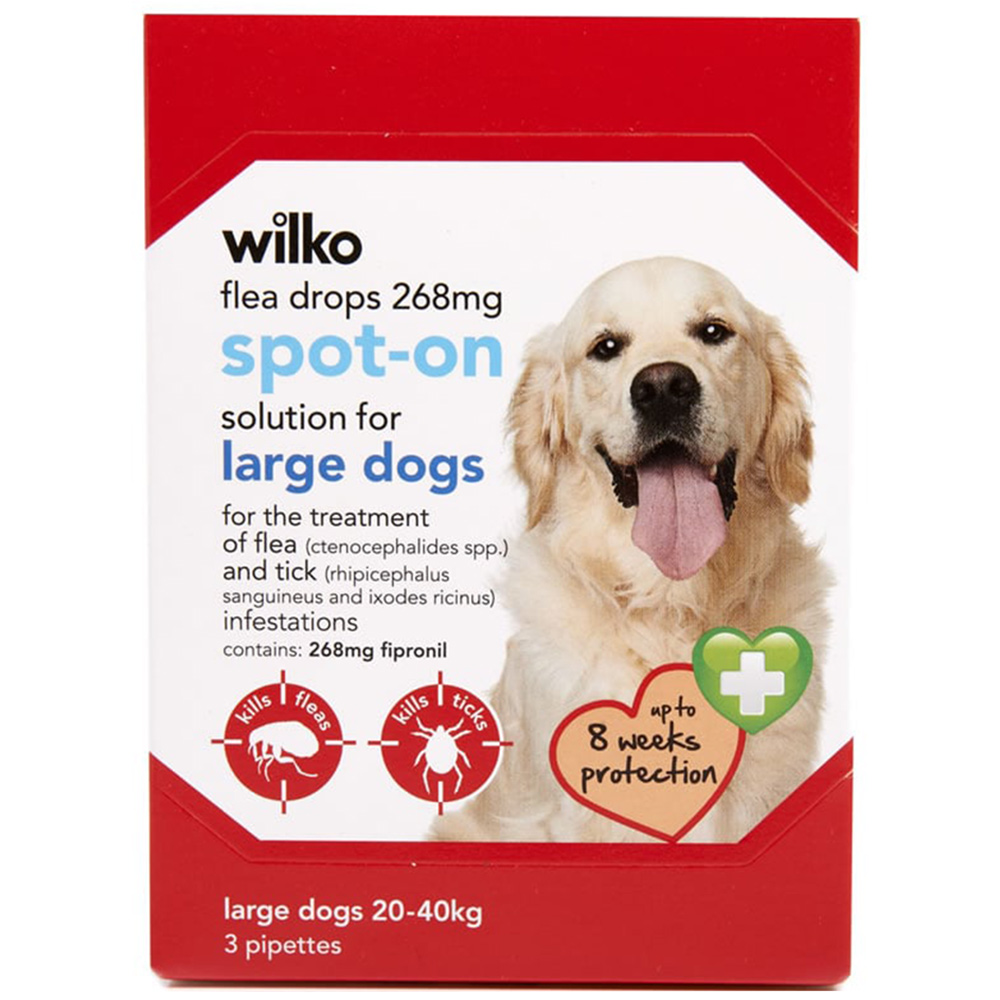 Wilko 268mg Spot On Flea Treatment for Large Dogs 3 Pack Image