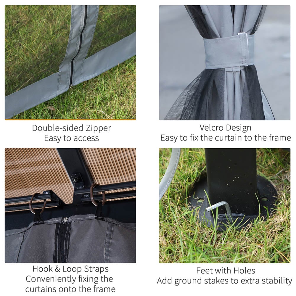 Outsunny 4 x 3m Grey Canopy Gazebo with Hardtop Image 5