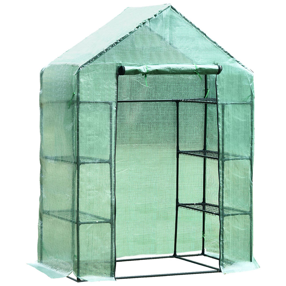 Outsunny Green PE 4.7 x 2.4ft Mini Greenhouse with Shelves Image 1