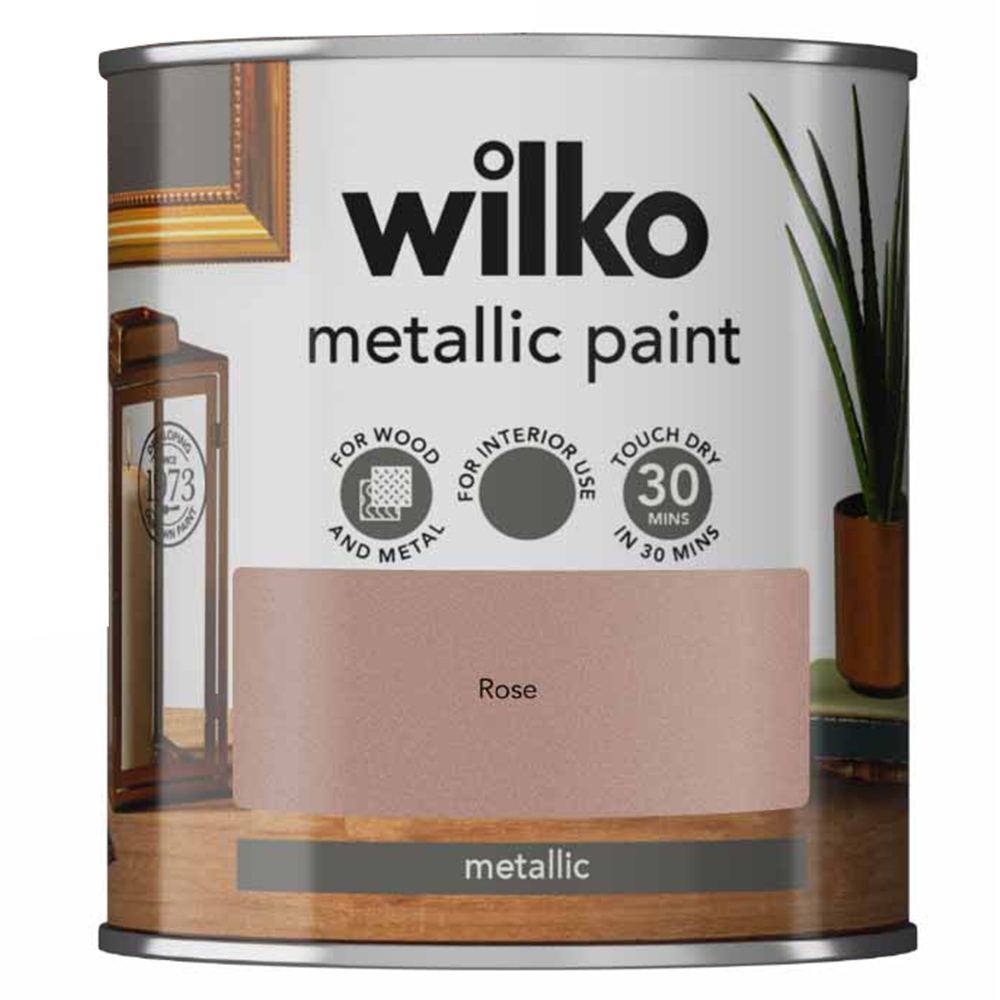 Wilko Wood and Metal Rose Metallic Paint 250ml Image 2